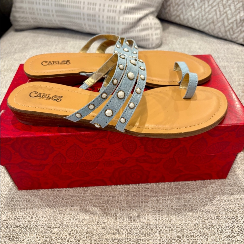 Carlos Santana Blue Studded Sandals